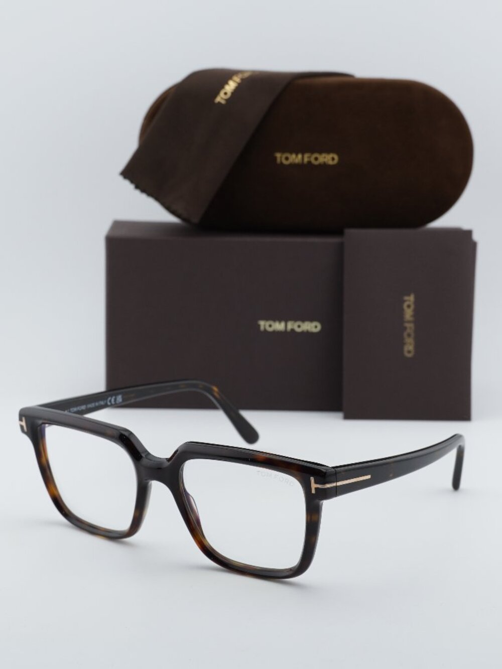 Tom Ford FT5889-B 052 Square Eyeglasses 53mm - Havana/Blue Light Block